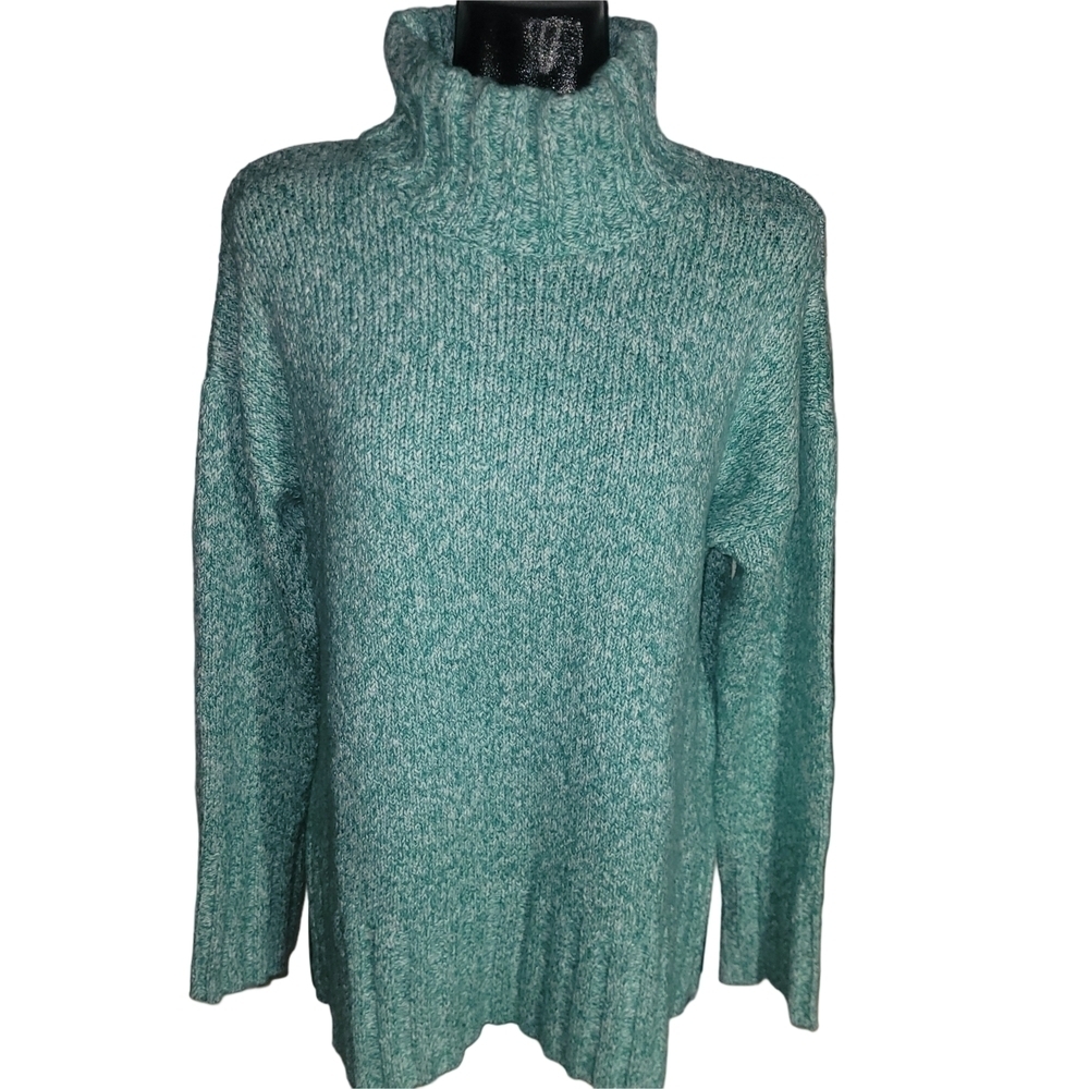 Eddie Bauer Aqua Rest and Relax Funnel Neck Sweater Size M